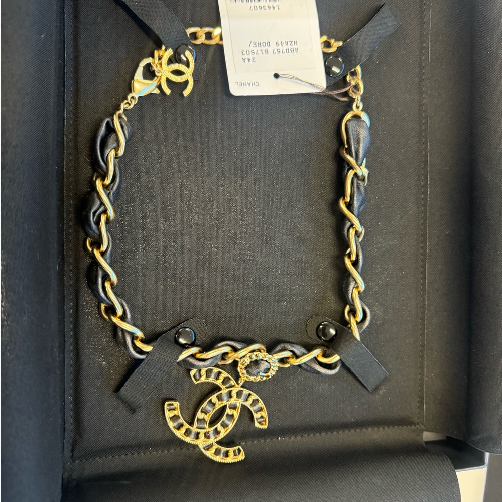 Chanel Gold and Black Chain Necklace